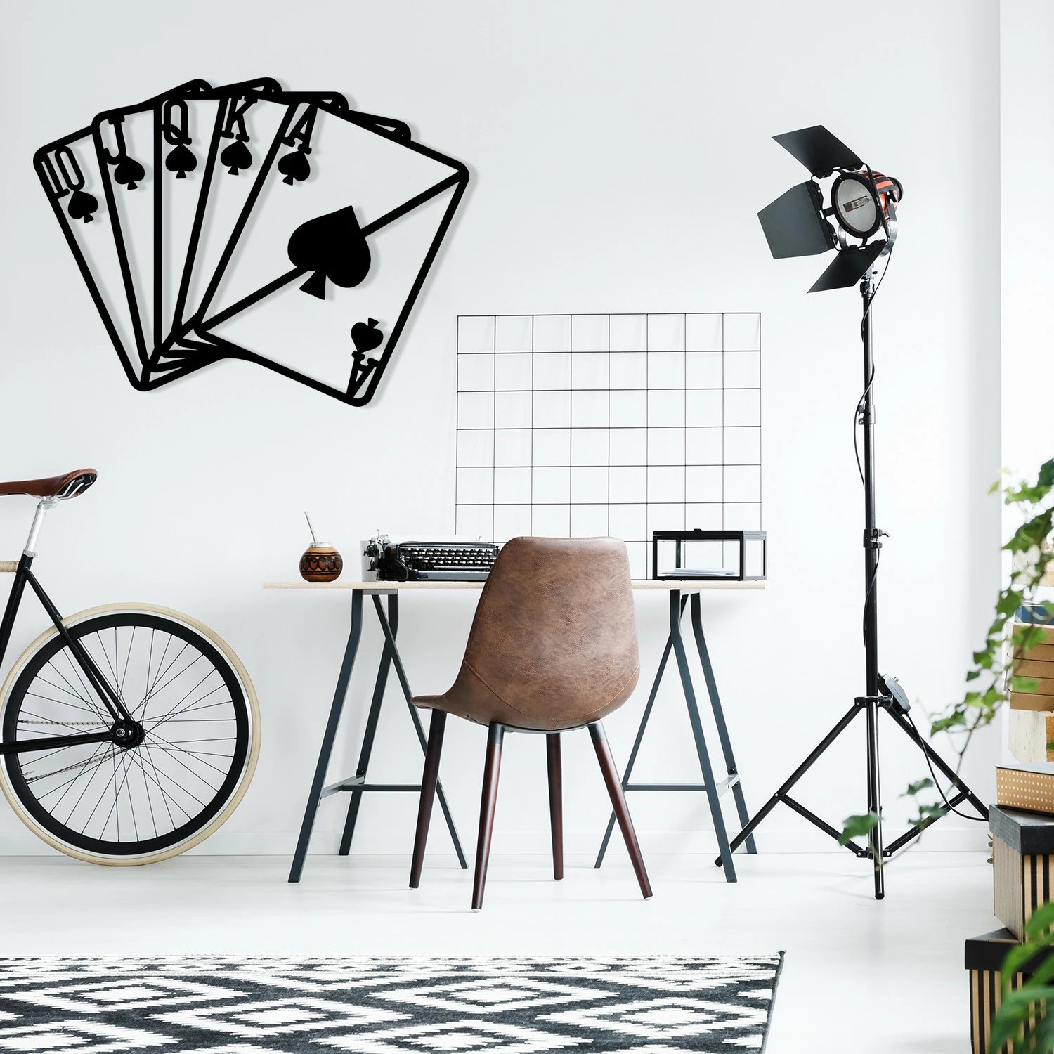 Aksesor dekorativ metalik për mur, Wallity Kare As, ngjyrë e zezë, 60x45cm