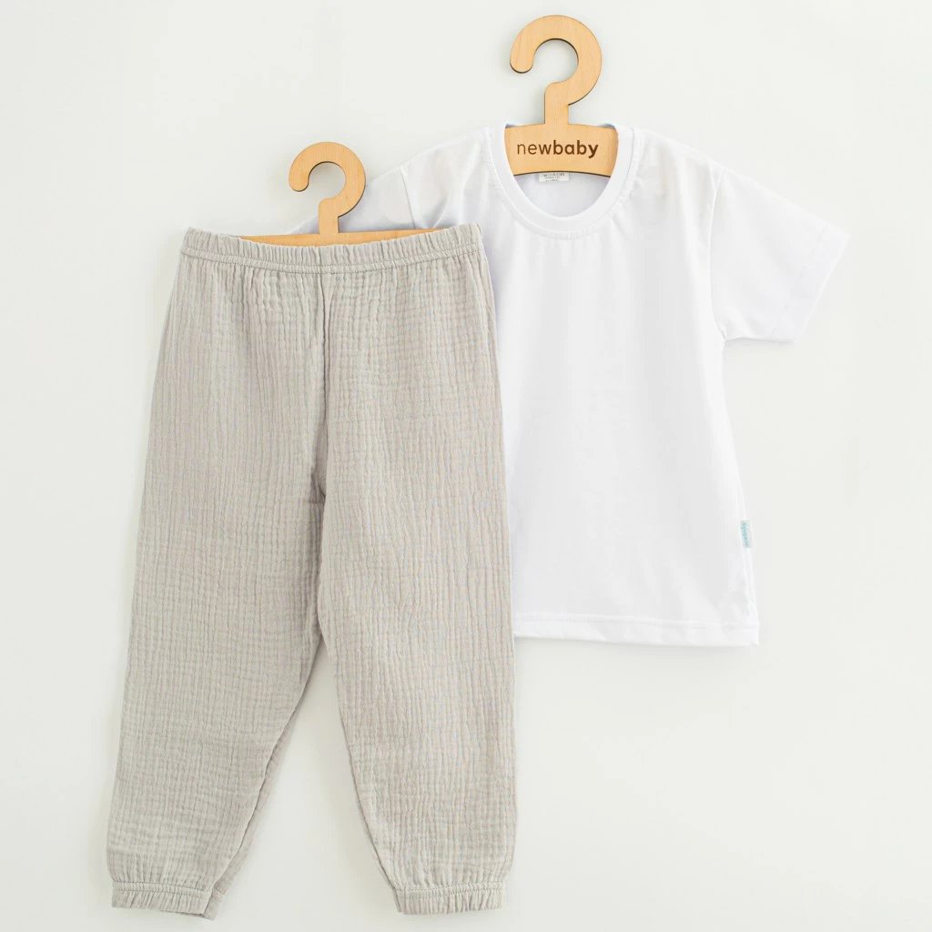 Set fëmijësh, New Baby, T-shirt pambuk + pantallona muslini, madhësi 122 (6-7 vjeç), gri e çelët