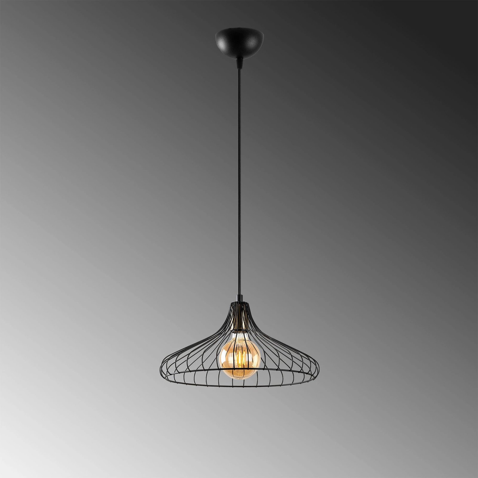 Llambë tavani industriale Opviq Depay, e zezë, antike, 36x36x30-120cm