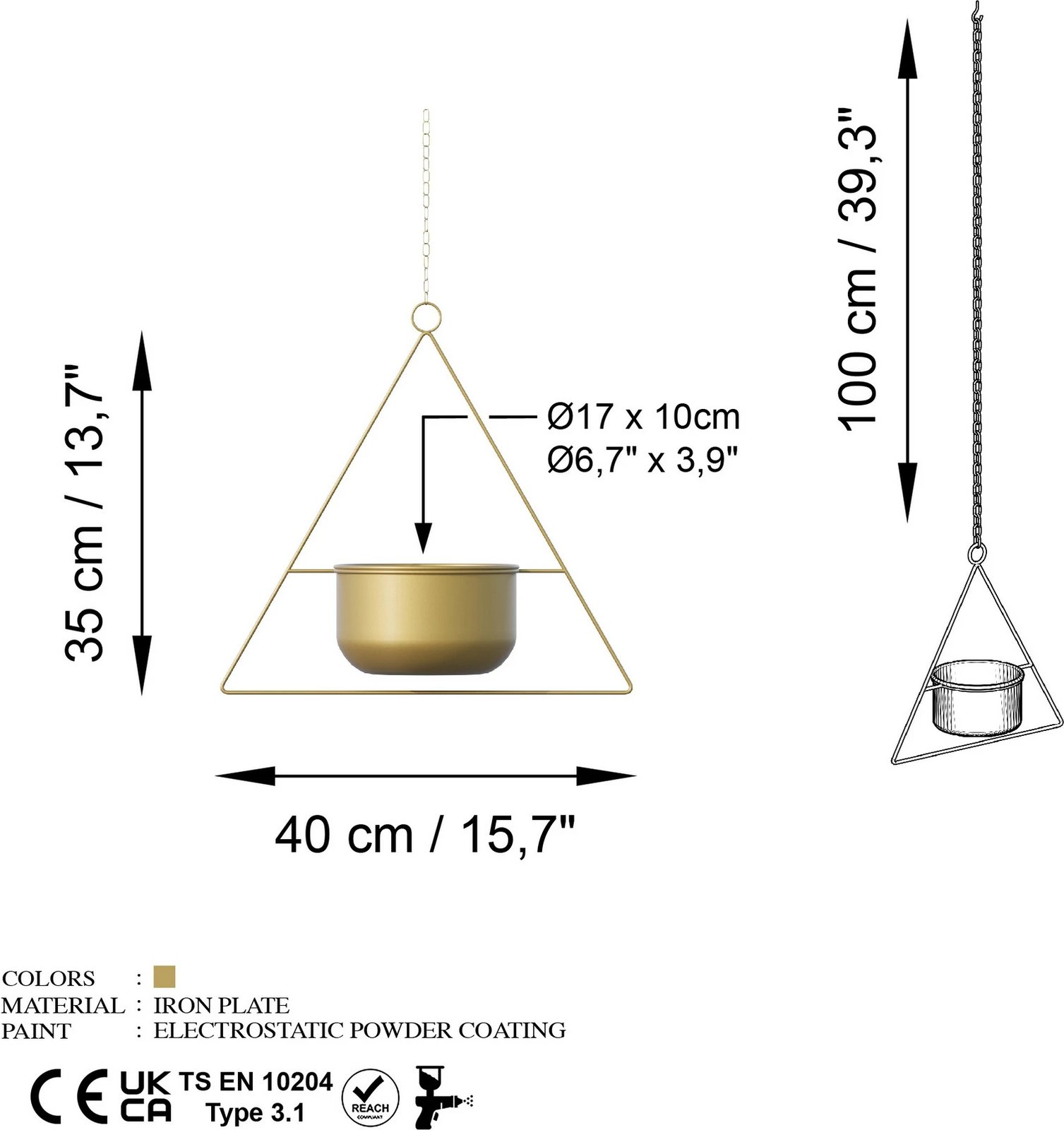 Vazo dekorative e varur, ngjyrë ari, Aberto Design, Harpusta