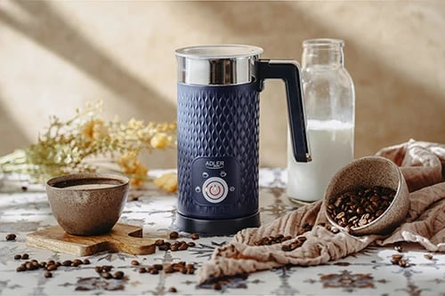 Shkumues qumështi elektrik, Adler, AD 4494, 500W, 300 ml ngrohje / 130 ml shkumë, 4 funksione, blu e errët