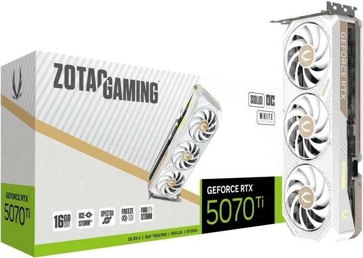 Kartë grafike ZOTAC GeForce RTX 5070 Ti (ZT-B50710Q2-10P) 16GB 256-bit e bardhë