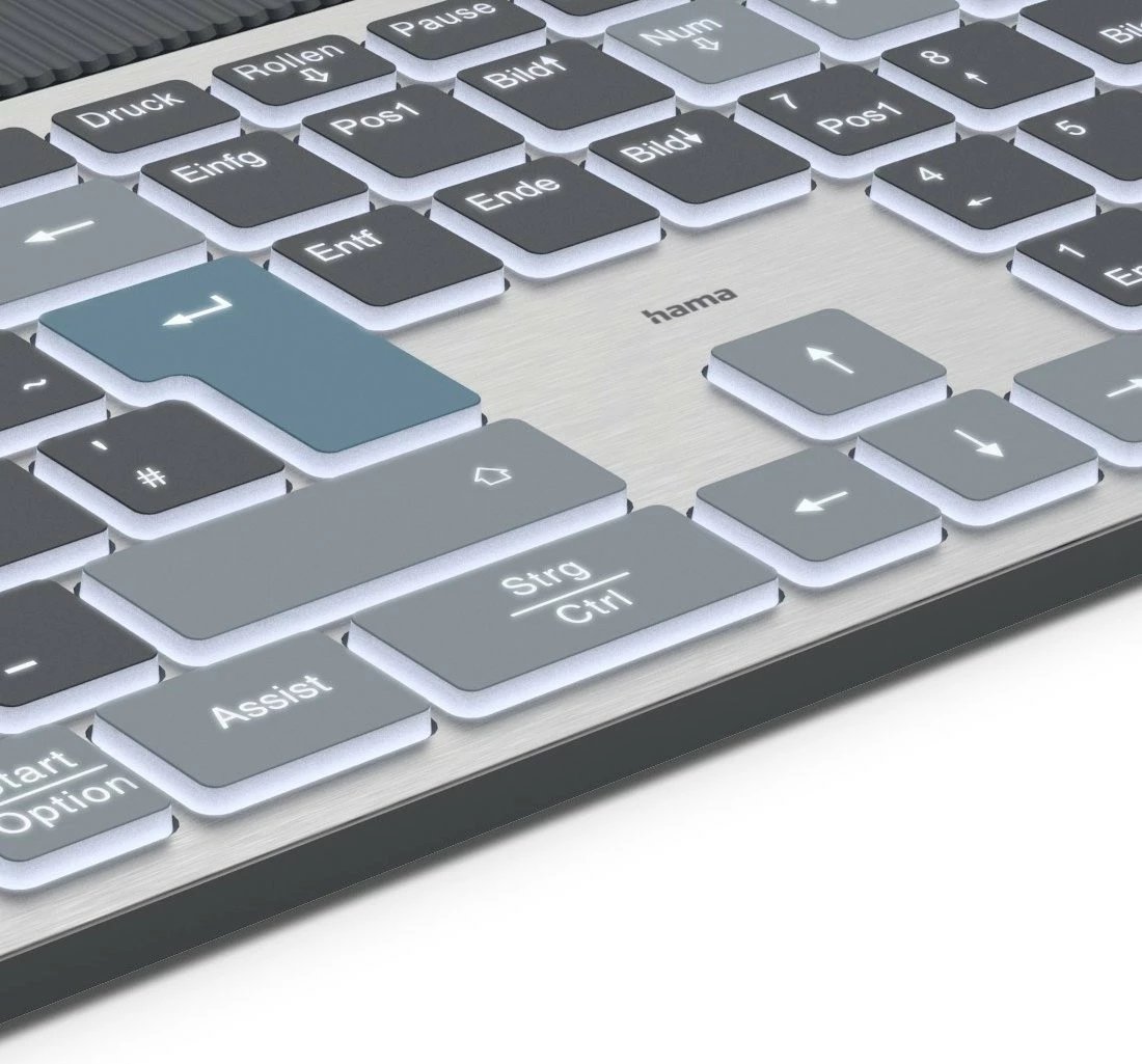 Tastierë pa tela Hama WK-750, standarde, multi-device, alumini, e zezë
