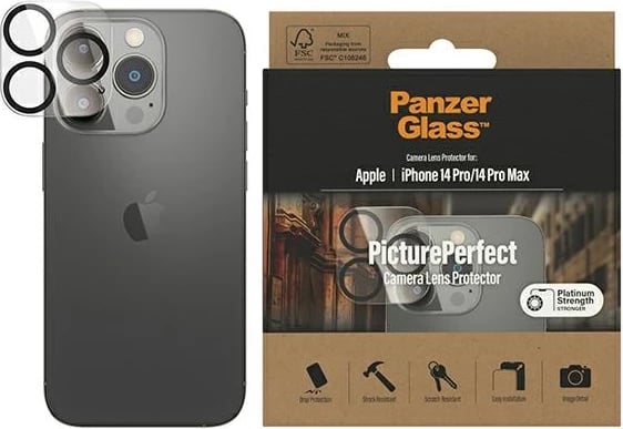 Mbrojtës kamerë PanzerGlass për iPhone 14 Pro / 14 Pro Max, xham i temperuar