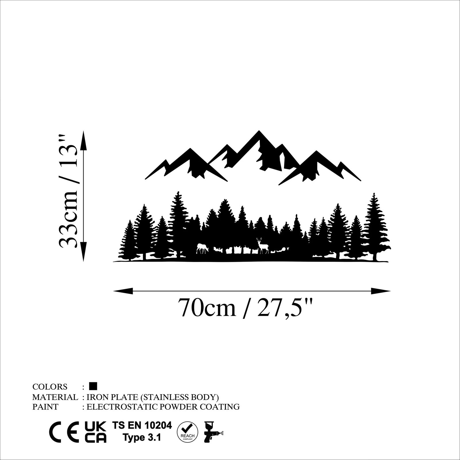 Aksesor dekorativ metalik për mur, Wallity, natyrë dhe male - 5
