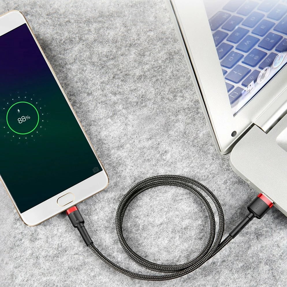 Kabllo Baseus Cafule CAMKLF-HG1, USB në micro USB, 3m, Gri-e zezë