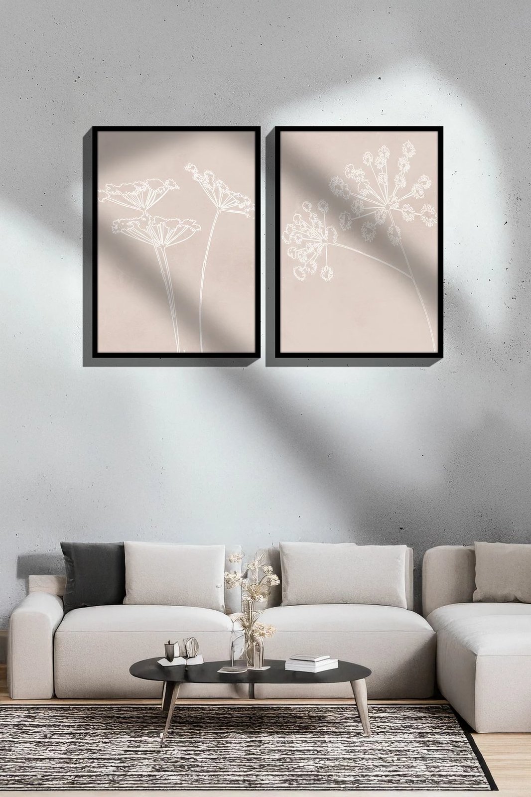 Piktura dekorative me kornizë, 2 copë, Wallity, Ersy2Lımodel45-Sıyah