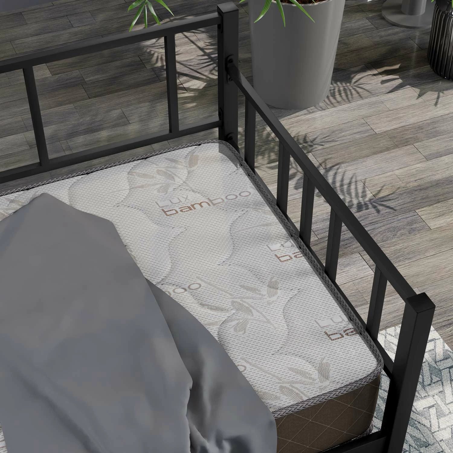 Krevat divan metalik, ngjyrë e zezë, Skye Decor, 90x190
