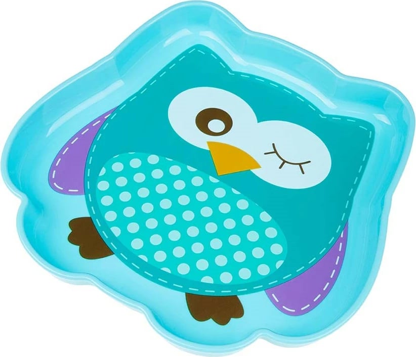 Pjatë bebe, AKUKU, Owl, plastikë BPA-free, 21x20 cm, blu