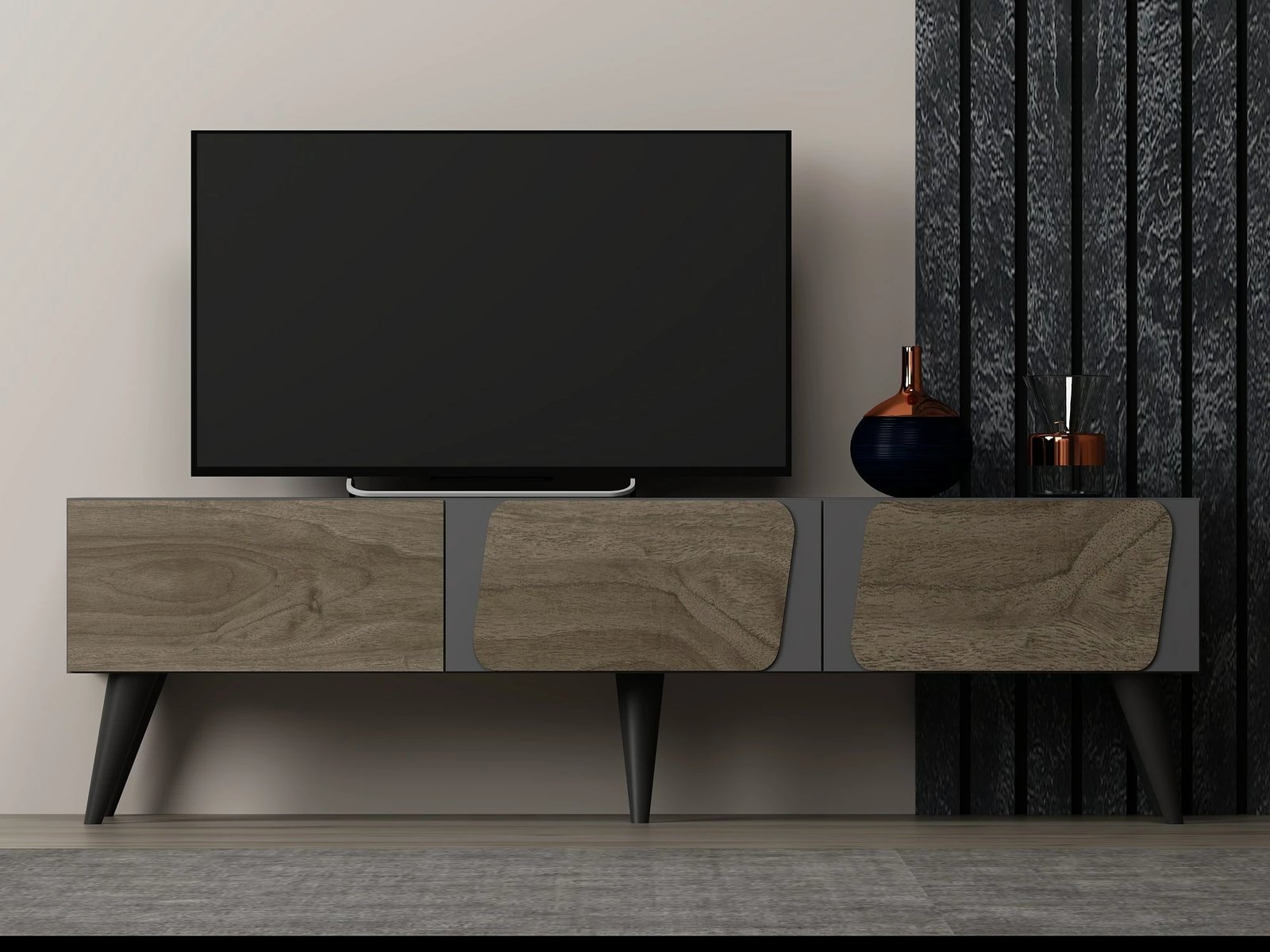 Komodë TV Skye Decor, Veas, anthracite, walnut