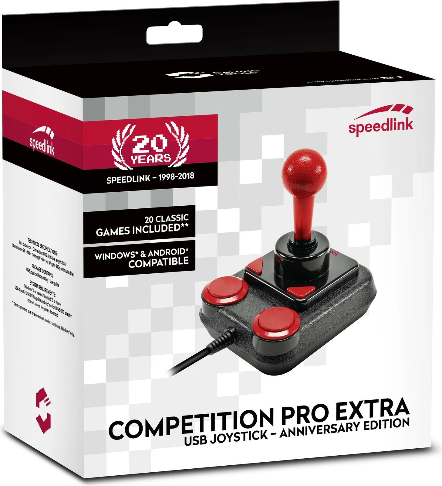 Joystick Speedlink Competition Pro Extra, USB, për PC/Android, i zi/kuq