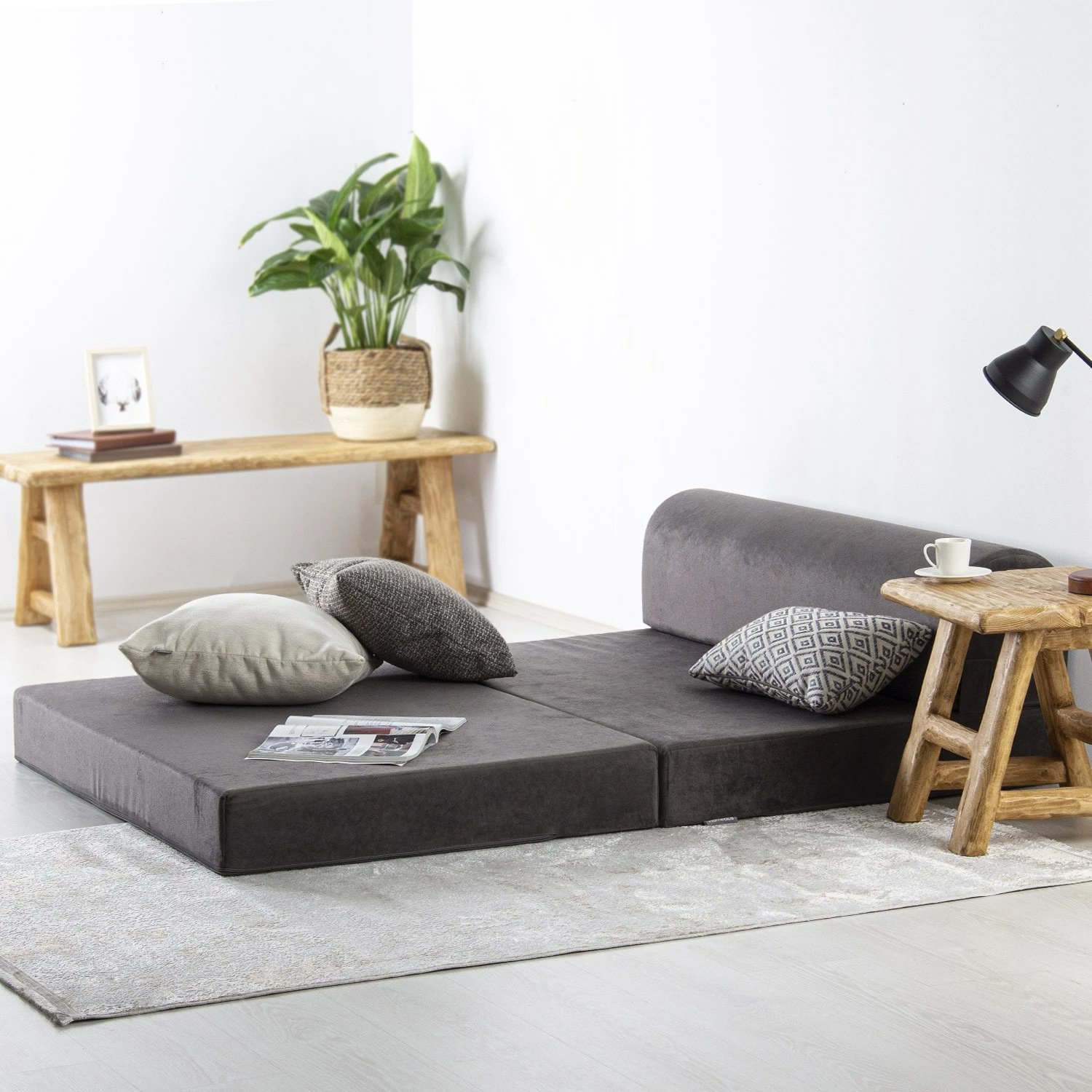 Divan-krevat 2 vendësh, Atelier del Sofa, Magic, kadife antracit