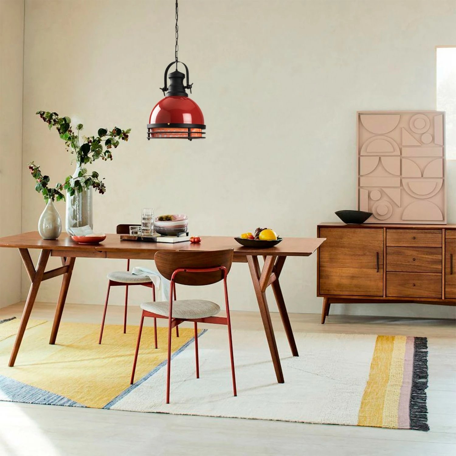 Llambë tavani moderne Opviq, e kuqe dhe e zezë, Sağlam - 3762