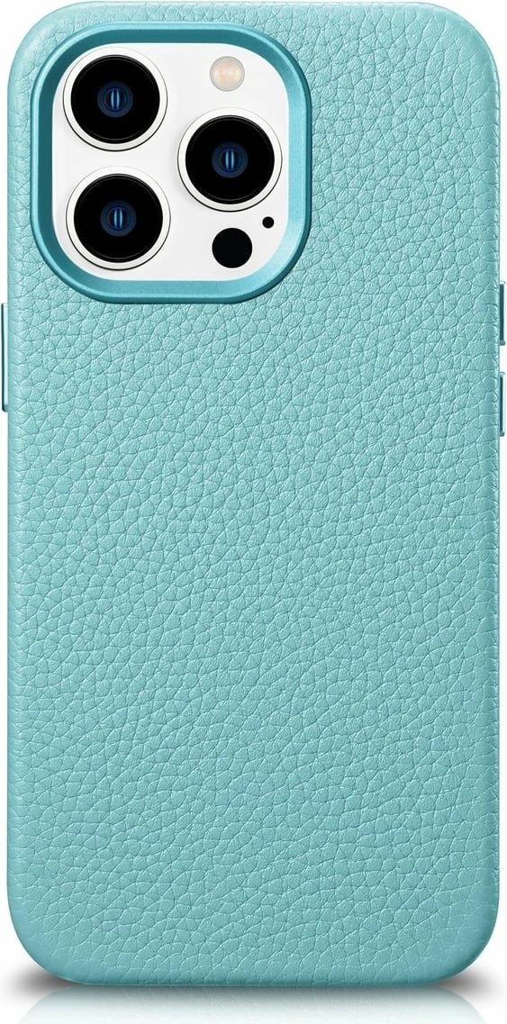 Mbështjellës iCarer Litchi Premium për iPhone 14 Pro, lëkurë natyrale, MagSafe, Jeshil