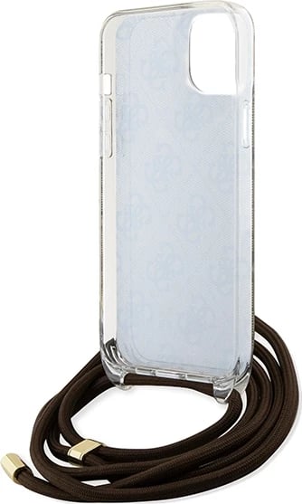 Mbështjellës Guess Crossbody Cord 4G Print për iPhone 15/14/13, Kafe