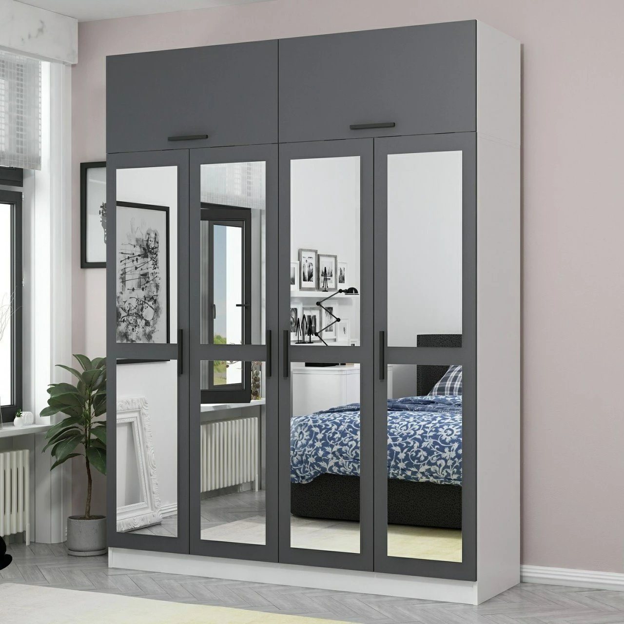 Dollap garderobe Skye Decor, ngjyrë antracit, Kale - 5248