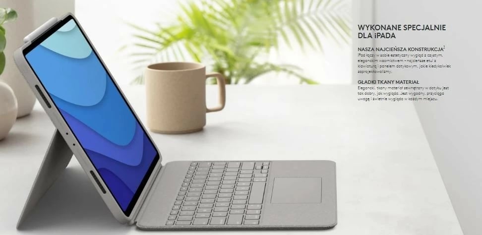 Mbështjellës me tastierë Logitech Combo Touch, për iPad Pro 12.9" (5th Gen), iPad Pro 11" (1/2/3 Gen), iPad Air (4th Gen), Gri