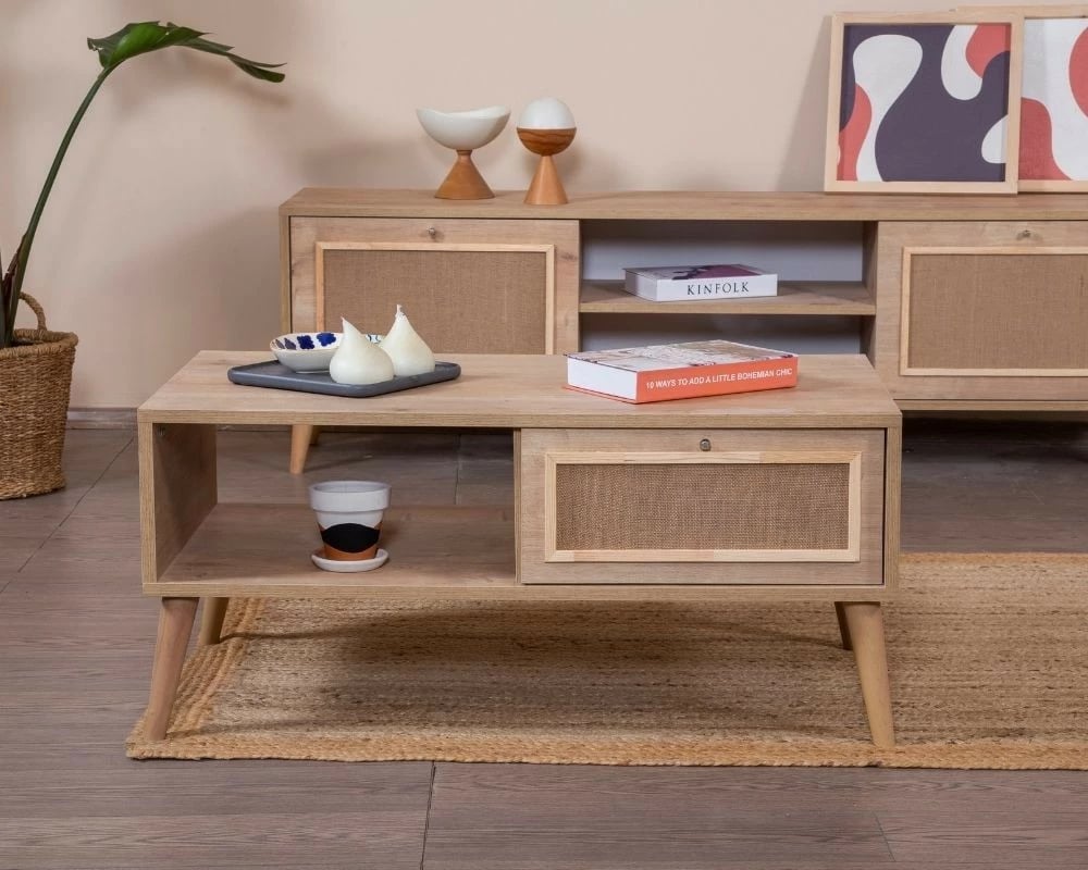 Tavolinë kafeje Skye Decor, ngjyrë lisi, Mount