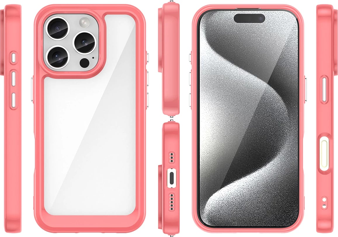 Mbështjellës Hurtel Outer Space Case për iPhone 16 Pro Max, TPU/PC, Kuqe