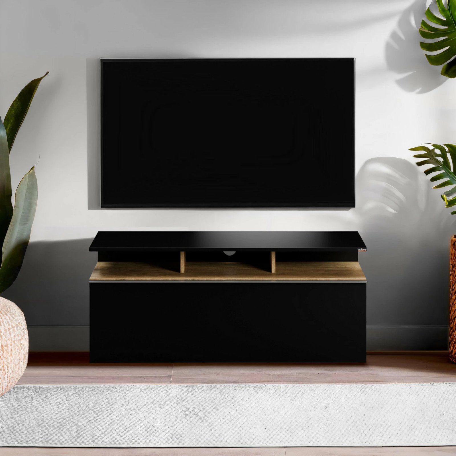 Komodë TV Hanah Home, Tvc-529-Te-1, ngjyrë e zezë dhe arre, 117x48x40 cm