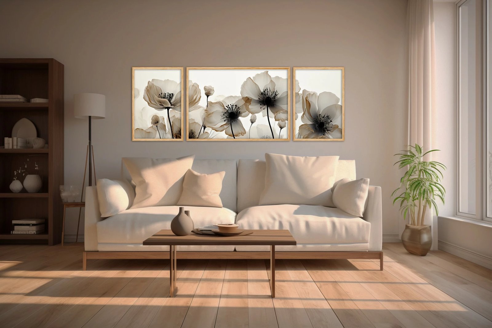 Pikturë dekorative me kornizë MDF (3 copë), Wallity, Huhu305, 50x140cm