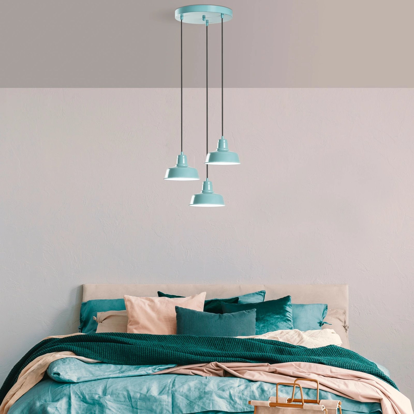 Llambë tavani Opviq Memati, ngjyrë turquoise, 3 llampa