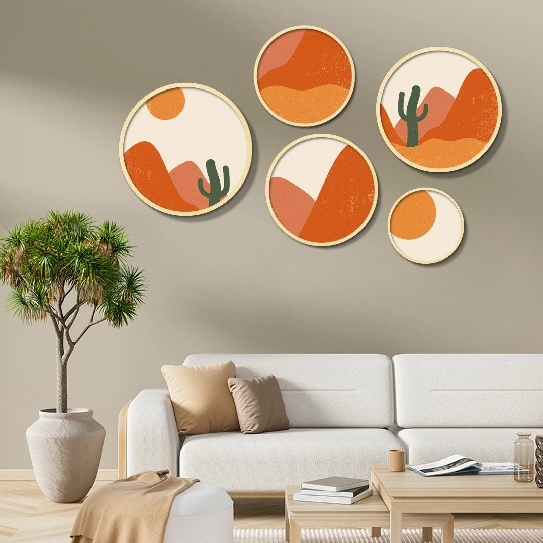 Set pikturash dekorative me kornizë MDF (5 copë), Wallity, Yats-24