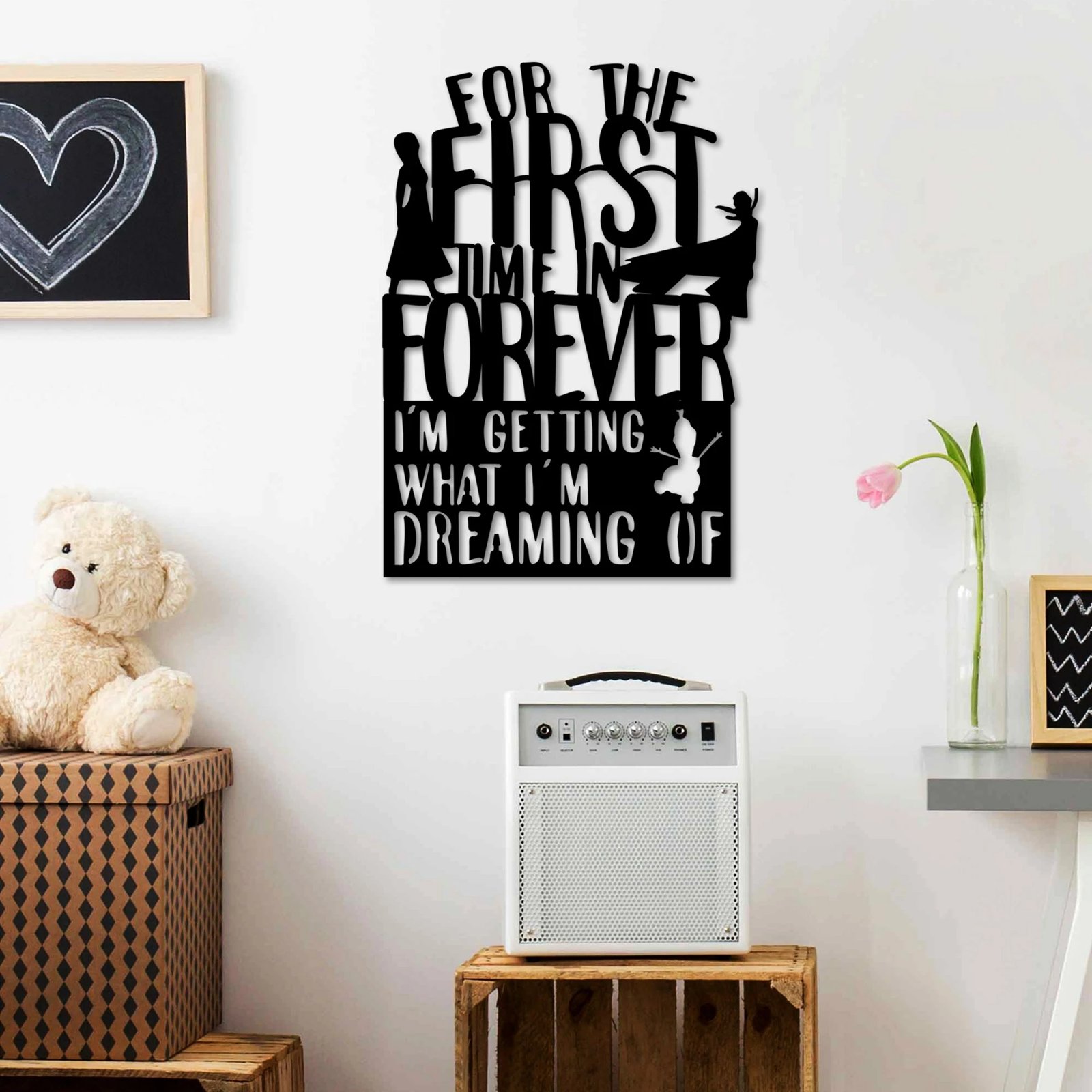 Aksesor dekorativ metalik për mur, Wallity, First Time Forever