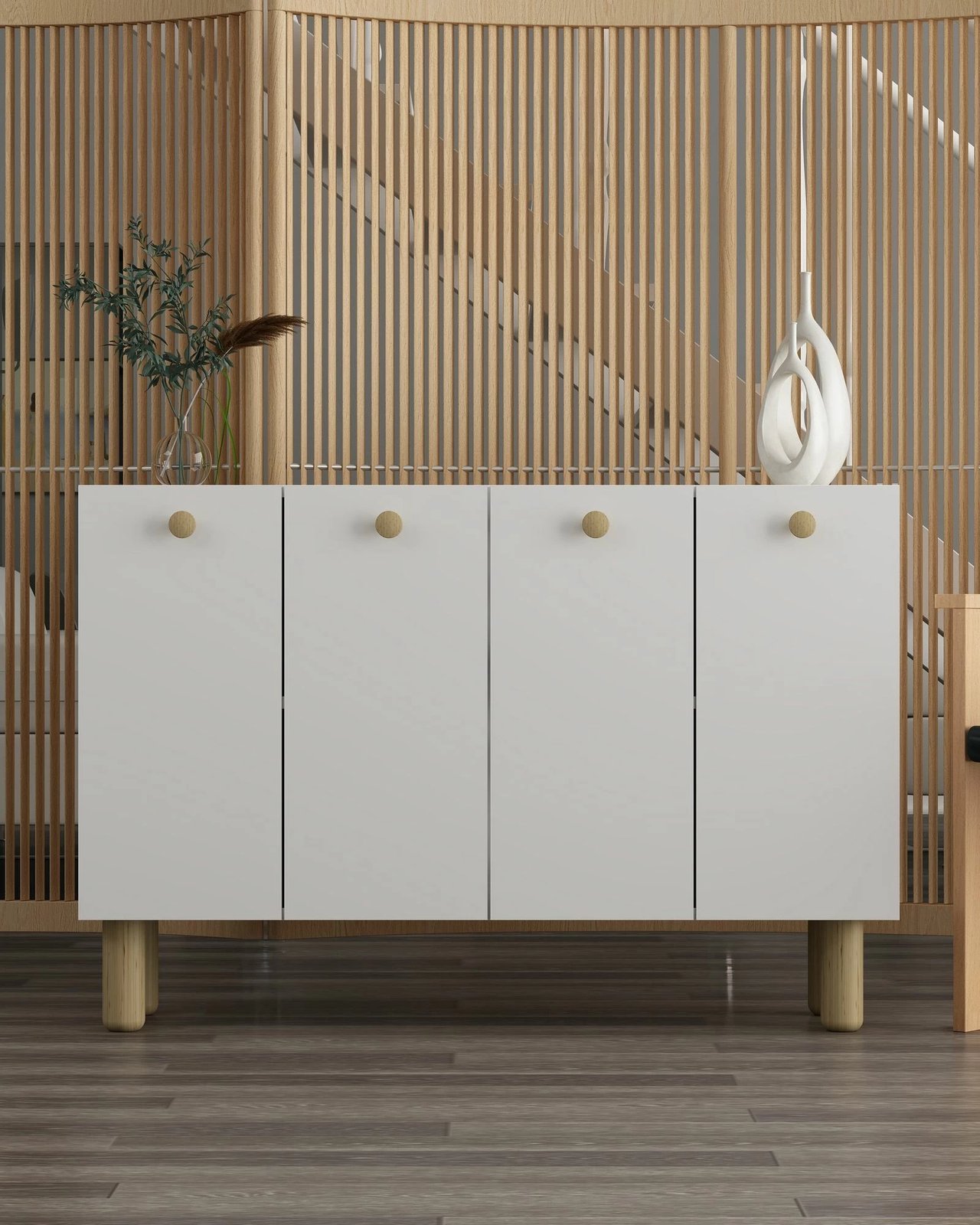 Konsol Skye Decor, Ilay Bohem, e bardhë, lisi safir