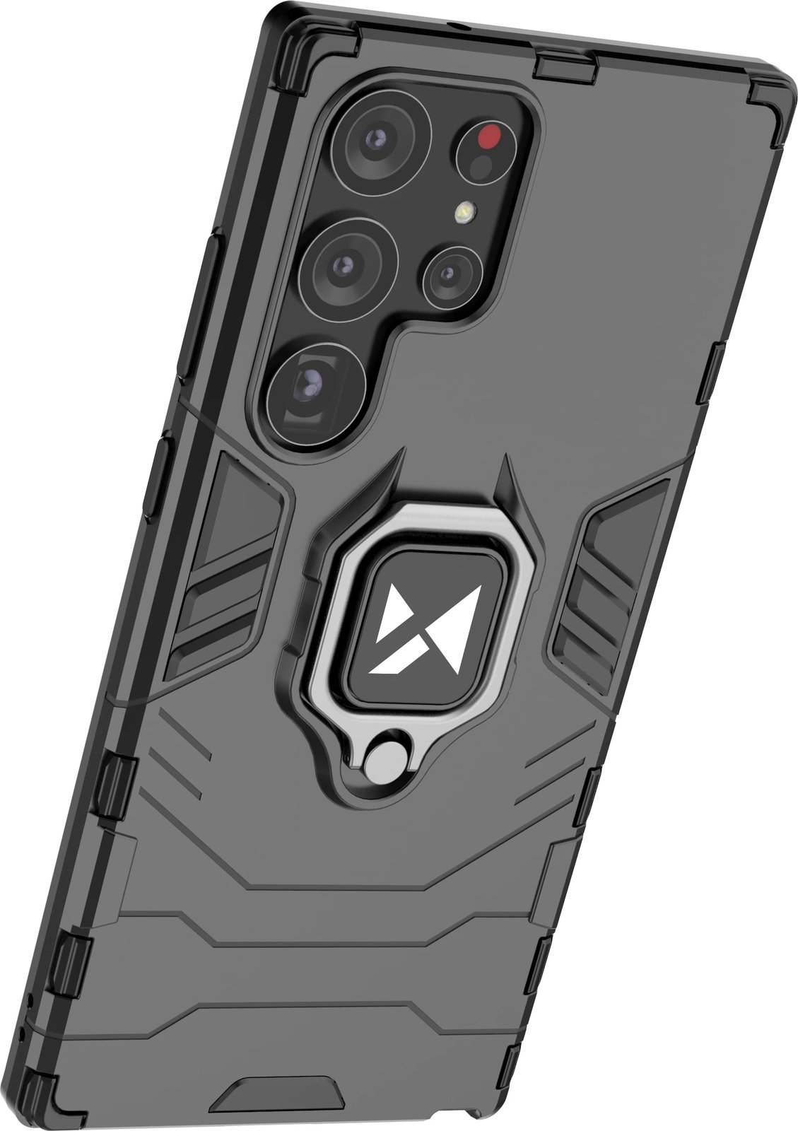 Mbështjellës Wozinsky Ring Armor për Samsung Galaxy S23 Ultra, me unazë dhe këmbalec, e zezë