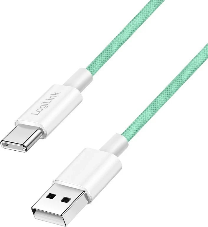 Kabëll LogiLink USB-A në USB-C 0.5m, najlon, i gjelbër