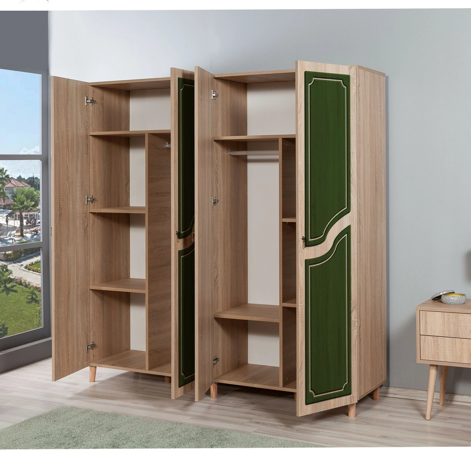 Dollap Skye Decor, İmaj-623, ngjyrë lisi Sonoma, shumë rafte