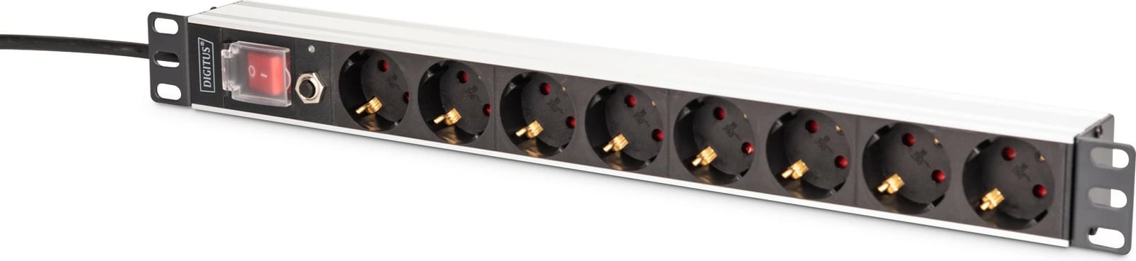 Prizë rack Digitus 8-porte 19 inch, 2m, alumini, e zezë