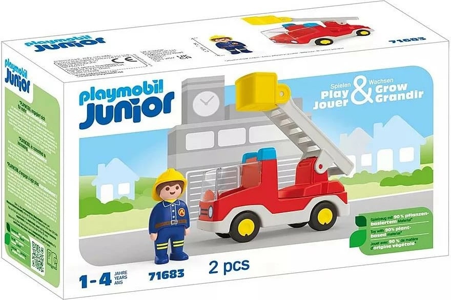 Set figurina Playmobil Junior 71683, kamion zjarrfikës me shkallë, plastikë, për fëmijë