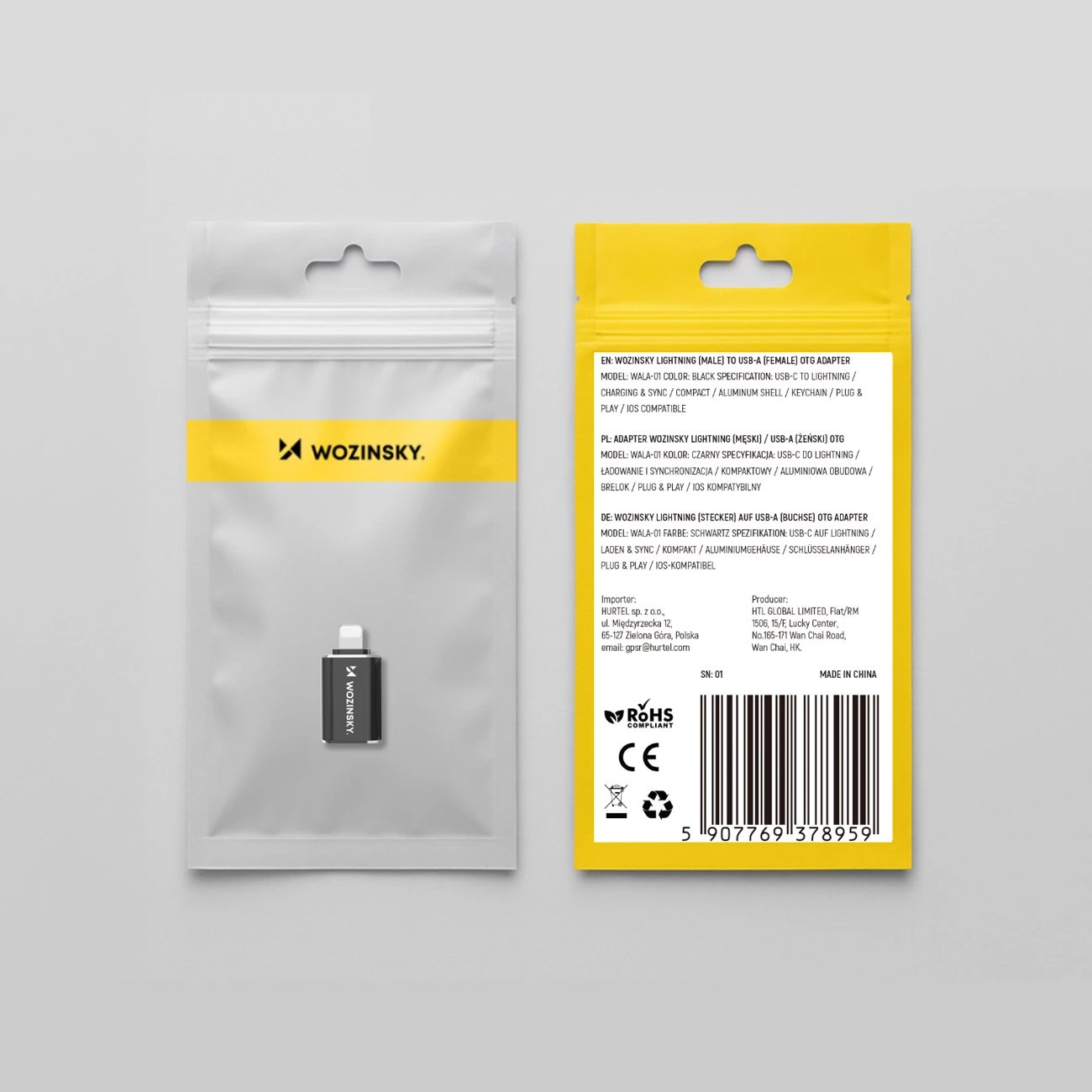 Adapter OTG Lightning në USB-A, Wozinsky WALA-01, karikim i shpejtë dhe sinkronizim, e zezë