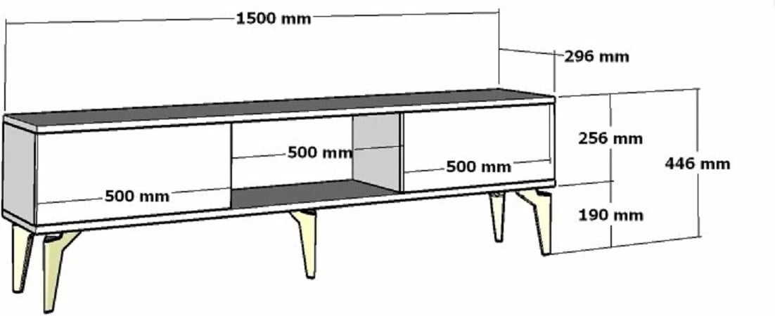 Komodë TV Skye Decor, ngjyrë antracit, detaje ari