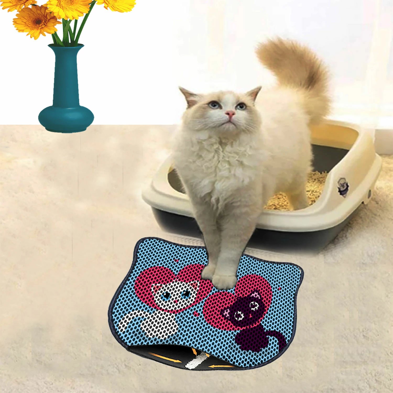 Tapet për rërë mace, shumëngjyrësh, Paws & Whiskers, Kdkafa0018, 40x50cm