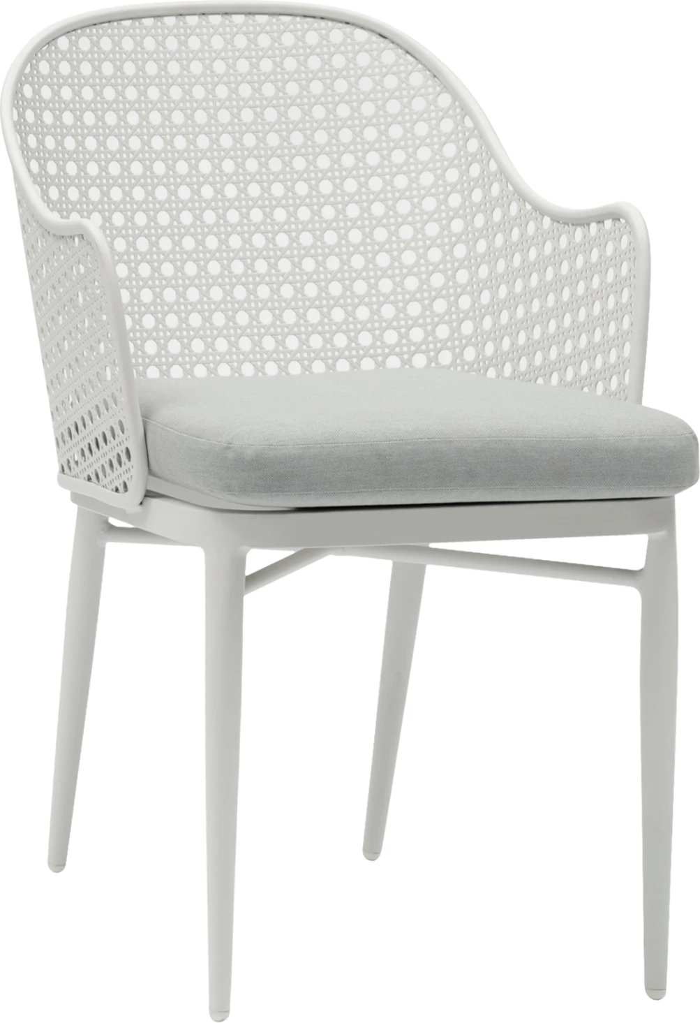 Karrige alumini OREGO FH6268.02, e bardhë, jastëk ngjyrë gri e lehtë, 58x55x83H cm