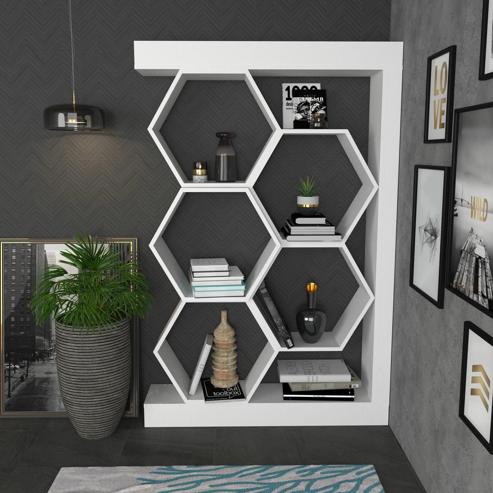 Raft librash modern Skye Decor Artemis, i bardhë