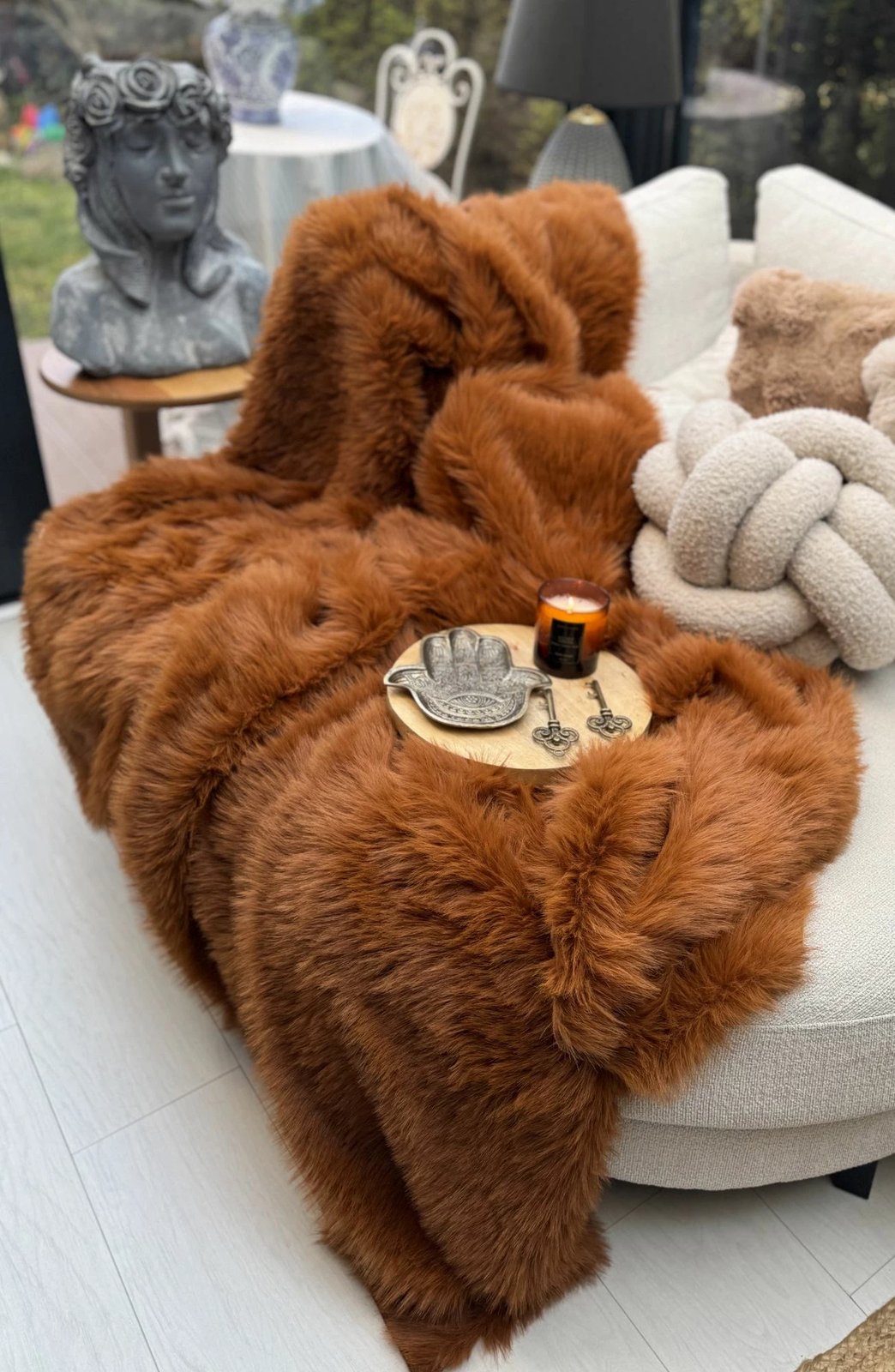 Shall për divan, ngjyrë e kuqe qeramike, Evila Originals, Lolita, 150x100cm