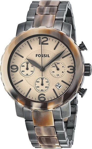 Orë dore për femra Fossil JR1383, 40 mm, bezhë/çelik