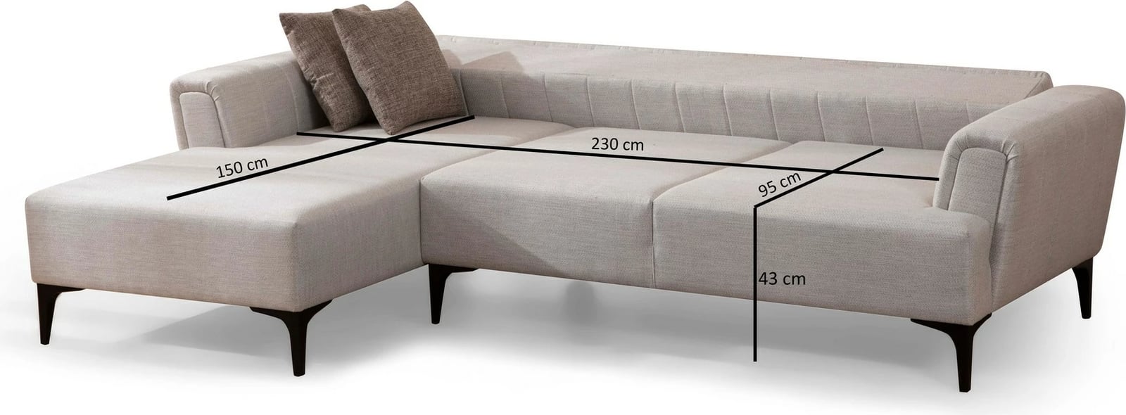 Kënd-sofë shtrat Hamlet, ecru, Atelier del Sofa, këndi majtas