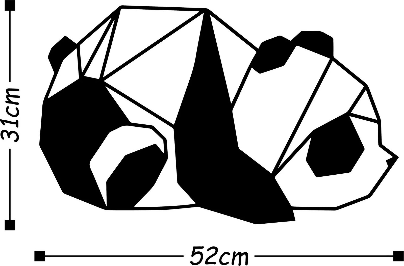 Aksesor dekorativ metalik për mur, panda, Wallity, ngjyrë e zezë, 52x31cm