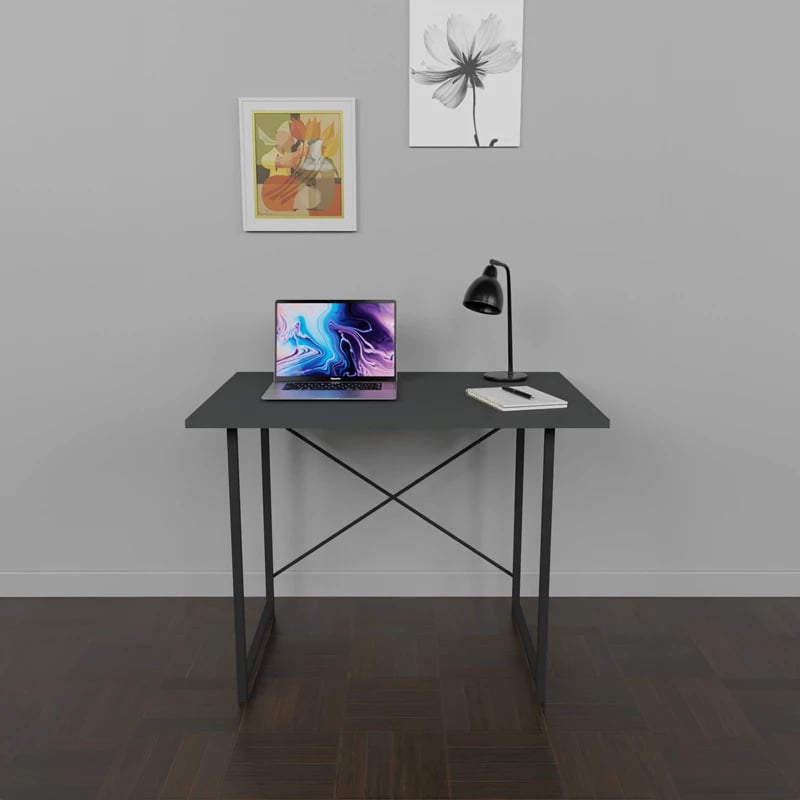 Tavolinë studimi Ustando, melaminë antracit, 90x60x72cm