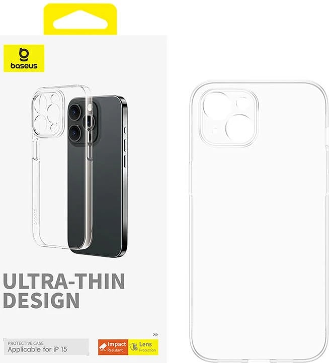 Mbështjellës Baseus OS-Lucent Series për iPhone 15, transparent