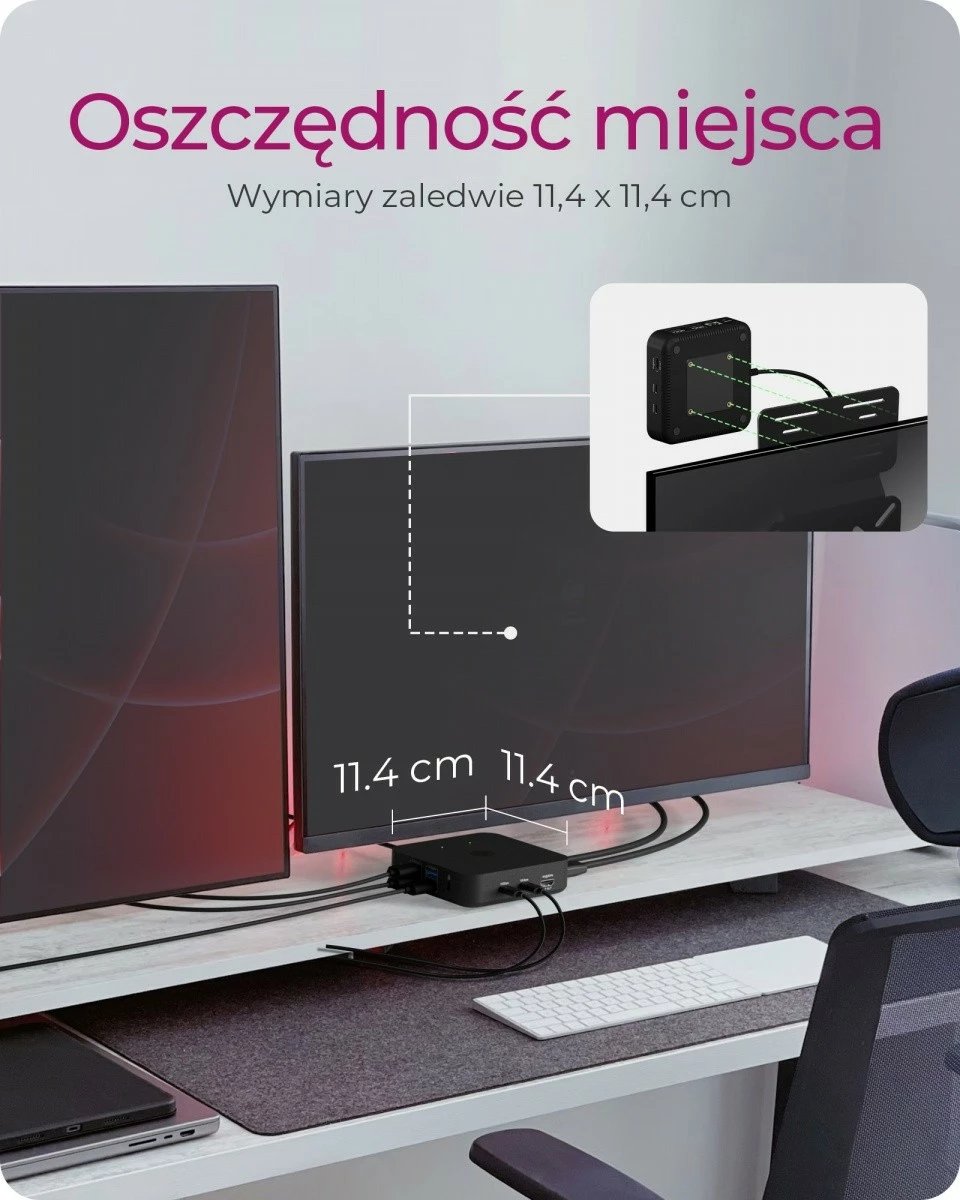 Kasë IcyBox IB-DK4090-C, 12 porte, USB Type-C, 3x HDMI, LAN, USB, Power Delivery deri 100W, e zezë