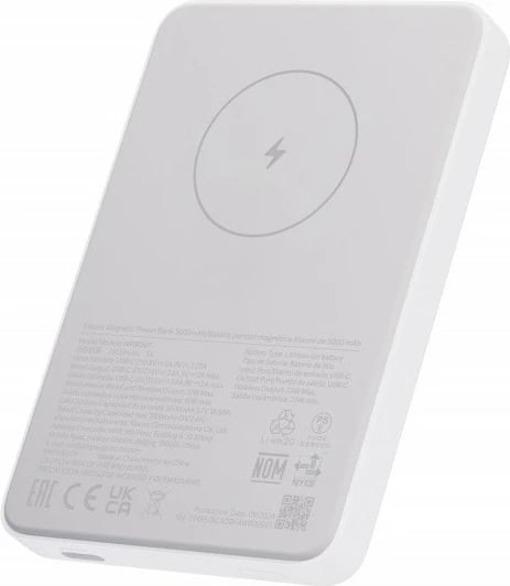 Power bank XIAOMI 59495, 5000 mAh, magnetik, i bardhë