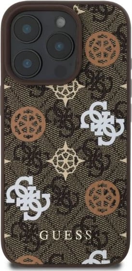 Mbështjellës Guess Peony On 4G Background MagSafe për iPhone 16 Pro, Kafe