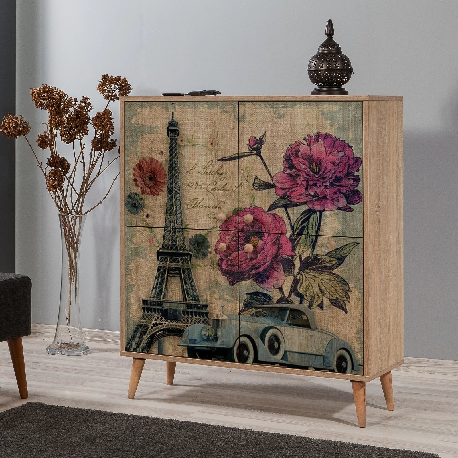 Dollap multifunksional Hanah Home, Multilux-733, ngjyrë lisi Sonoma