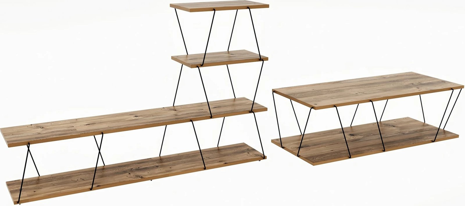 Set mobiljesh për dhomë dite Hanah Home, Basak - pishë Atlantike, e zezë